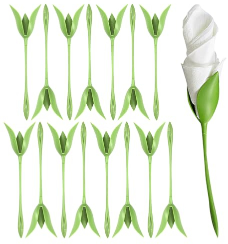 Serviettenhalter in Blattform, 15 Stück, Serviettenhalter mit Serviettenring, Serviettenhalter mit Origami-Blumen, Serviettenhalter in Blumenform, geeignet für Restaurant, Haus, Bankett