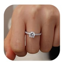 MILACOLATO Silber Ringe 925 für Frauen Mädchen,Damen Ringe Silber 925 18 Karat Weißvergoldung Sterlingsilber Ringe Zirkonia Verlobungsring Dünne Ehering für Frauen Größe 52-62 8