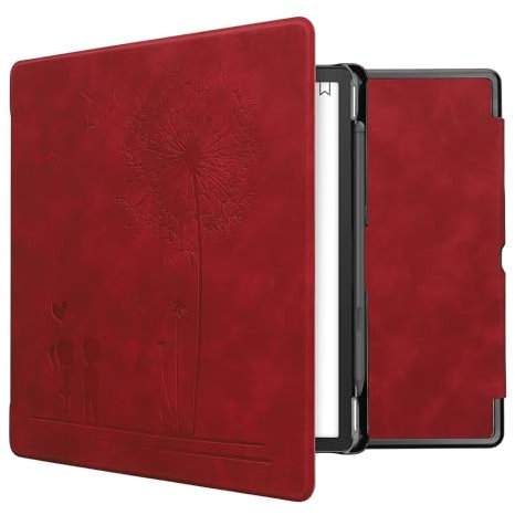 kwmobile Cover Compatible with Amazon Kindle Scribe (2022/2024) Cover - eReader Case - Dandelion Love Dark Red
