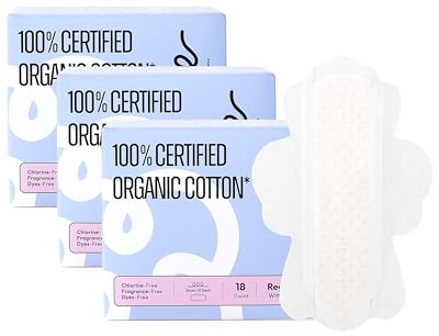 RPE Life 54 Stück Menstruationsbinden aus 100% Bio-Baumwolle mit Flügeln