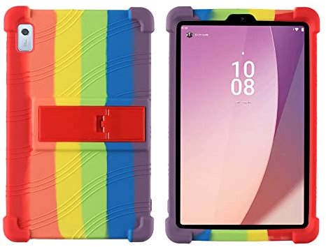 Funda de silicona para tablet Lenovo Tab M9 HD de 9 pulgadas TB-310FU 2023, apta para niños, funda de silicona suave ajustable para Tab M9 HD de 9 pulgadas TB-310FU con soporte de PC (arcoíris)