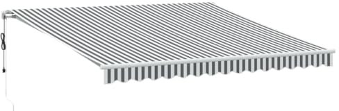 vidaXL Gelenkarmmarkise, Markise Ausziehbar Automatisch, Sonnenmarkise für Terrasse Balkon, Sonnenschutz Balkonmarkise Terrassenmarkise, Anthrazit Weiß 400x350cm