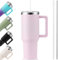 PRAOAHEI 40oz/1180 ML Thermobecher mit Strohhalm und Henkel Kaffeebecher to Go, Auslaufsicher Trinkbecher mit Deckel, Doppelwandiger Edelstahl Kalte Heiße Vakuum Becher Thermo Pink