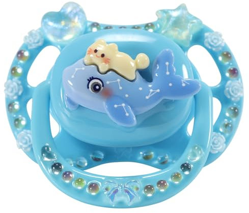 CutiePlusU Erwachsene Größe Schnuller Dummy für Erwachsene DIY Handgemachte Große Schild-Walfänger Blau