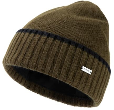 TOP-EX XL/XXL Unisex 100% Merinowolle Winter Beanie Herren Warm Wintermuetze Fleece Futter Wollmuetze XL Strickmuetze Grün
