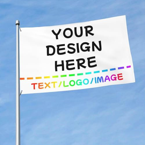 PRFELMG Personalisierte Flagge - Gestalten Sie Ihr eigenes Banner mit Text, Logo oder Foto, individuelles Geschenk für Garten, Festival, Party, Hof, Schild, 2x3 Ft, doppelseitig