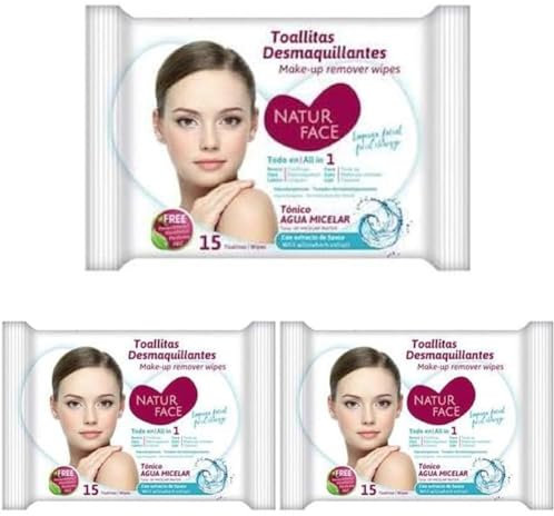 NATUR FACE lingettes démaquillantes - 15 lingettes (Lot de 3)
