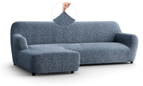 PAULATO - Bezug für Sofas mit linker Halbinsel, Sofabezug Ecksofa L Form Stretch Mikrofaser, kratzfestes und maschinenwaschbares Gewebe, WavyTech-Technologie, Made in Italy - Venezia Blau
