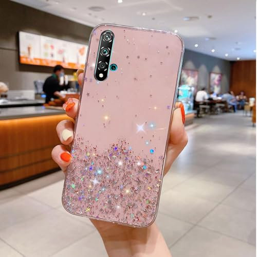 PAIXIKYZ Compatible con Huawei Nova 5T/Honor 20-Funda Transparente TPU Antichoque con Purpurina Cielo Estrellado