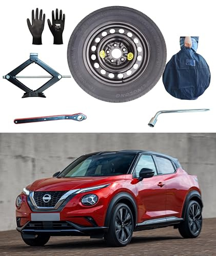 Notrad 16 kompatibel mit Nissan Juke F16 (2023>) mit Wagenheber, Handschuhe und Tasche 145/90 R16