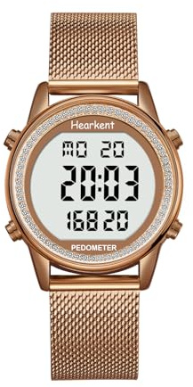 Hearkent Reloj con podómetro para Caminar, Mujer, con Contador de calorías | Rastreador de Pasos para Mujer,Reloj Deportivo Digital Resistente al Agua hasta 30 m,sin Necesidad de Cargar sin app