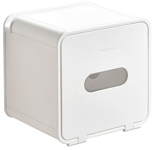 simpletome Toilet Paper Holder Wall Mount With Shelf Waterproof Adhesive or Drilling Install (White, ABS plastic)