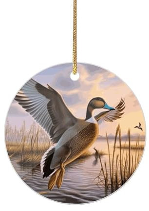 2024 Weihnachtsbaumschmuck, Acryl, hängende Anhänger, Jagd, fliegende Wildenten, Weihnachtsbaumschmuck für Weihnachten, Familie, Party, Urlaub, dekorativ