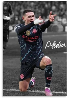 Zbwqlte Phil Foden Poster mit klassischer Pose, Kunstwerke auf Leinwand, ästhetische Wandkunstdrucke, Heimdekoration, 50 x 75 cm