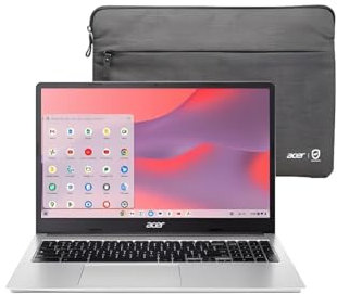 ACER Chromebook 315 15.6 HD Laptop Intel Pentium N6000 4GB LPDDR4X 128GB eMMC with Protective Sleeve - Silver