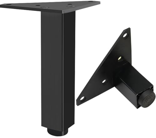 SZLXJMFL Tischbeine Schwarz, 4 Stück Verstellbar Möbelfüsse Quadrat Aluminiumlegierung | Eloxierte Oberfläche Höhe: 6-60cm Couchtischbeine Tischfüße Sofasfüße-18cm/7
