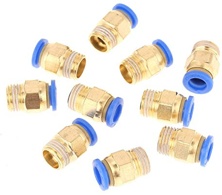 Tbest Collecteur d'air 3 4 Livres 8 Mm Cross, Poussez pour Connecter des Raccords 10pcs Adaptateur d'air de Connecteur Rapide Pneumatique