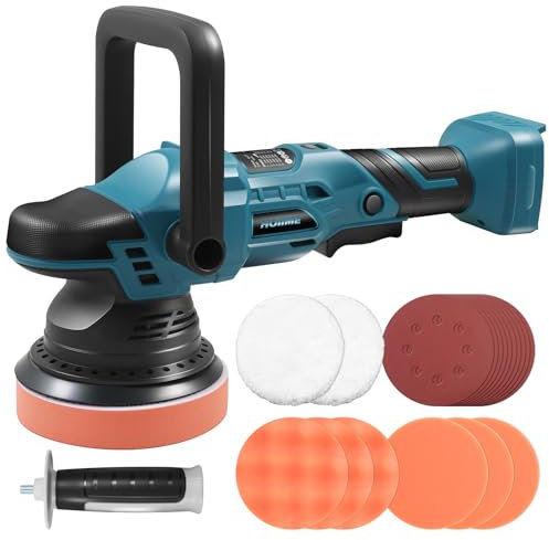 Akku Poliermaschine, 6 Geschwindigkeit Auto Poliermaschine, Mini 5 Zoll Kabellos Poliermaschine Set,125mm Polierschwamm, zum Entfernen von Farbe Mörtel, Polieren,Schleifen, für Ma-kita 18V (ohne Akku)