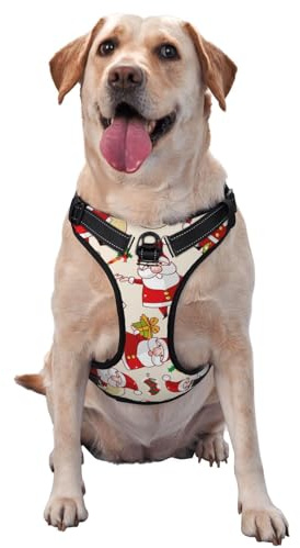 Weihnachten Weihnachtsmann Xmas, Haustiergeschirr, Verstellbares reflektierendes Hundegeschirr, Haustierleinenweste,XL