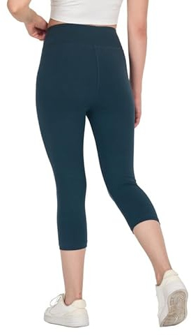COMEOR Leggings Damen 3/4 Atmungsaktiver Baumwolle - High Waist Caprihose, Kurze Sport Leggins, Radlerhose Elastische Blickdicht Yogahose Sporthose