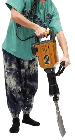 Electric Demolition Hammer 1700W 40cr Steel Triple Chisel Set Anti-Vibration Handle Root Removal Concrete Breaker 220V UK Plug Portable Toolbox Garden Landscaping