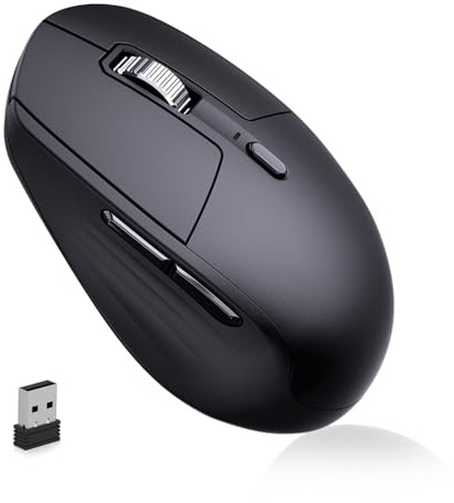 PINKCAT Souris sans Fil 2,4 GHz silencieuse Ergonomique | Wireless Mouse avec Nano récepteur USB, 3 DPI 1600 réglables pour PC, Ordinateur Portable, Mac, MacBook, Laptop, Noire