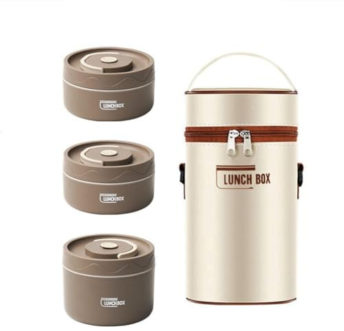 Uulooat Food Warm Lunch Container,Stainless Steel Thermal Lunch Container Portable Thermal Bento Box Food Container Brown B Easy to Use
