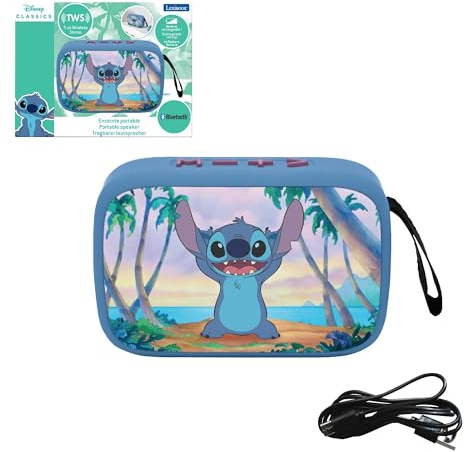 Lexibook, Stitch, Bluetooth-Lautsprecher, blau, BT018DLXB | Kabellos, TWS-Stereo, USB-C, SD/TF-Karte, Akku, integriertes Mikro, blau