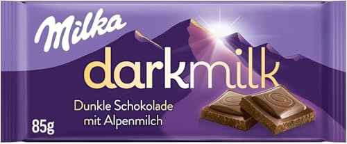 Milka Dark Milk – Dunkle Alpenmilch-Schokolade mit intensivem Kakao-Geschmack – 1 x 85g (Packung mit 5)