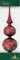 Christbaumdoppelspitze rot matt mit Dekor, 33 cm