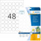 HERMA 4387 Universal Etiketten ablösbar rund, 800 Blatt, Ø 30 mm, 48 pro A4 Bogen, 38400 Stück, selbstklebend, bedruckbar, matt, blanko Papier Klebeetiketten Aufkleber, weiß