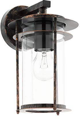EGLO Außen-Wandlampe Valdeo, 1 flammige Außenleuchte, Wandleuchte aus verzinktem Stahl, Farbe: Kupferfarben-antik, Glas: klar, Fassung: E27, IP44