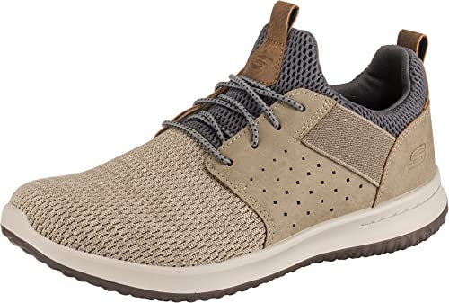 Skechers Herren Delson Camben Sneaker, Taupe Mesh W Synthetic, 48.5 EU