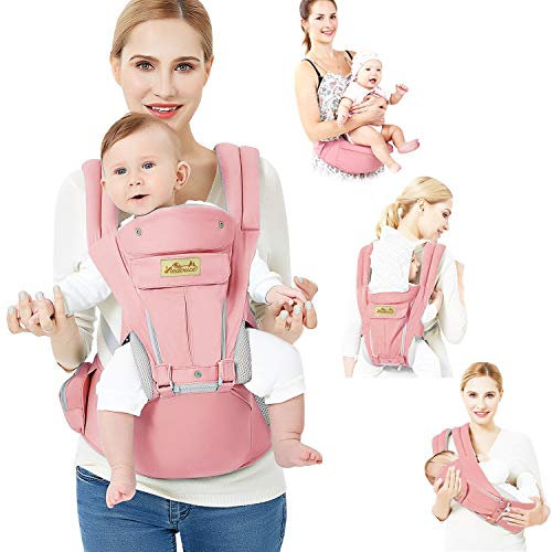 Viedouce Babytrage Ergonomische mit Hüftsitz/Reine Baumwolle Leicht und atmungsaktiv/Multiposition:Dorsal, Ventral, Einstellbar für Neugeborene und Kleinkinder von 3-48 Monate (3,5 bis 20 kg)