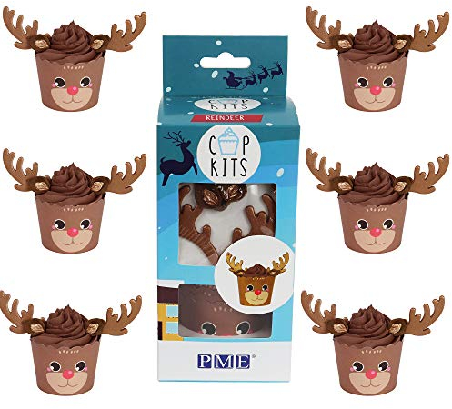 PME Reindeer Cupcake Decorating Kit | Fun Christmas Cake & Cupcake Toppers – Festive Baking Set for Holiday Parties & Family Celebrations
