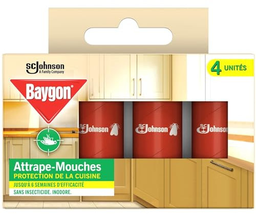 Baygon Rubans - Atrapamoscas (8semanas,) 4 unidades, El embalaje puede variar