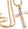 555Jewelry Stainless Steel Cross Necklace for Men, Grooved Half Dome Shape Polished Religious Crucifix Cross Pendant for Men & Women, Rose Gold, Box Chain 16 Inches