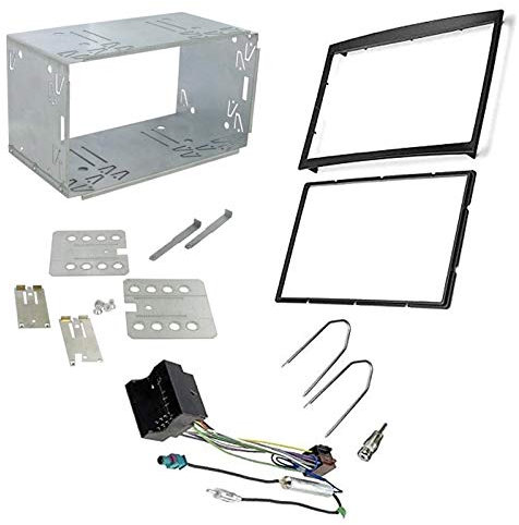 sound-way Kit Montage Autoradio, Marco 2 DIN Radio de Coche con Caja de Metal, Adaptador Antena, Cable Adaptador Conector ISO, Llaves Desmontaje Compatible con Citroen, Peugeot, Fiat