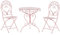 Set de Jardin de type Bistrot Table et 2 Chaises en Métal Rose avec Ornaments Décoratifs pour Terrasse ou Balcon Classique et Romantique Beliani