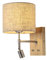 Innen LED Wandleuchte aus Holz und Textil, Wandlicht mit Schalter, Wandlampe mit 3W LED Leselampe Warmweiß, Nachttischlampe Bettlampe wand, Nachtlicht Stoff Schirm Leselicht Wandspot, Modern Lampe (A)