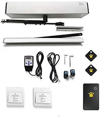Olide Automatic Glass Door Opener Swing Door Opener with RFID Smart Pet Collar Sensor Receiver and Tags