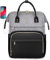 LOVEVOOK Sac à dos, pour femme et fille, avec compartiment pour ordinateur portable de 17  et port de charge USB, étanche, gris et noir