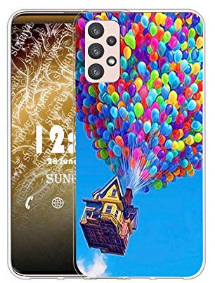 Sunrive Kompatibel mit Samsung Galaxy A52 Hülle Silikon, Transparent Handyhülle Schutzhülle Etui Case (Q Ballon)+Gratis Universal Eingabestift MEHRWEG