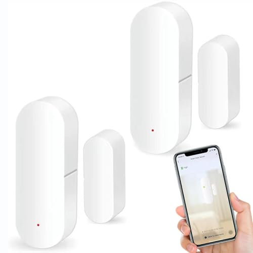 ANTELA Sensor para Puertas y Ventanas Wifi, Alarma de Puerta Ventana Inteligente, Detección Inteligente, Enviar Alerta al TeléfonoSin Necesidad de Hub, 2 PCS