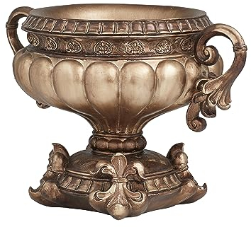Deco 79 orbs ou pot-pourri séchés traditionnels en polystone - Plateau de rangement pour entrée, commode, bol décoratif - 43,2 cm (L) x 27,9 cm (l) x 27,9 cm (H) - Bronze