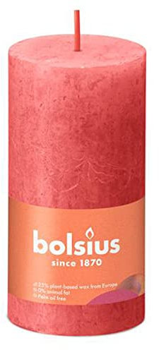 Bolsius Rustikale Blockkerze 100/50 mm Rosa, Unparfümiert, Kerze, Allgemeine Wohnraumdekoration, Röhre