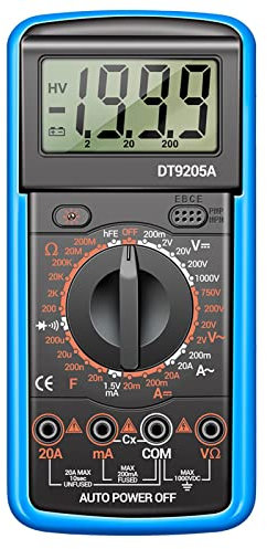 Yeeda Multimetro Universale DT9205A | Misuratore Universale con Telaio di Supporto allungabile - Multimetro Digitale Rilevamento di cortocircuito, modalità a Basso consumo energetico Spegnimento