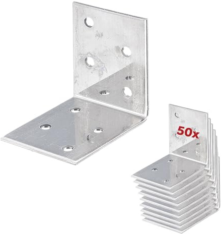 50 x siwitec Edelstahl Winkel Verbinder 50 x 50 x 40 mm, 90 Grad Winkel, Holzverbinder mit Korrosionsschutz, Winkelverbinder Edelstahl (V4A), Schwerlastwinkel, Stütze