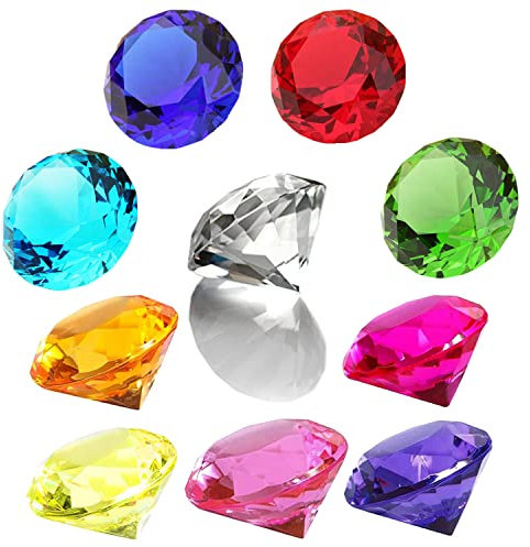 10 stück 4 cm große Diamant-Acryl-Edelsteine, gefüllte Ostereier für die Piratenschatzsuche, Partygeschenke für Tauchlehrer, Geburtstagsgeschenke, Weihnachts-Osterpreise (Gemischte Farbe-10 Stück)