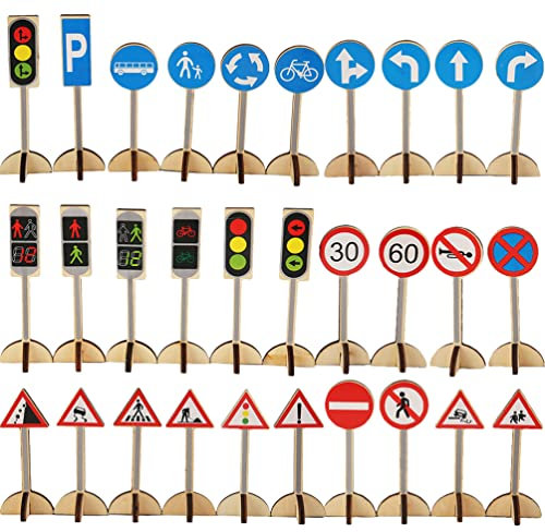 NUOBESTY Panneau De Signalisation Routière Jouet Éducatif pour Garçon Fille De Panneaux De Signalisation De Rue Jouet De Scène Simulée